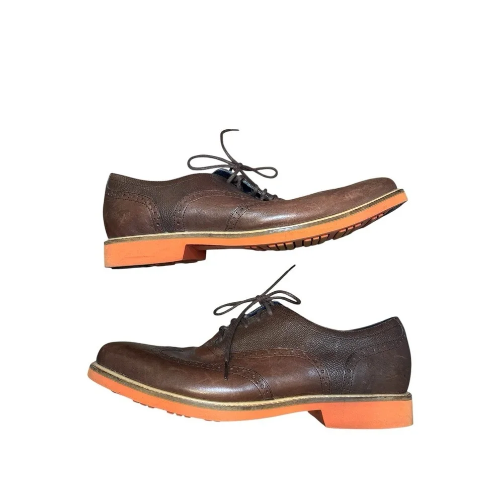 Cole Haan Brown Leather Oxfords with Orange Soles